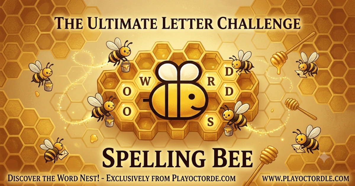 Spelling Bee word puzzle with seven letters in a honeycomb grid